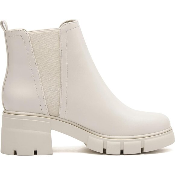 Stylish Women's Platform Chelsea Ankle Boots - Comfort and Elegance in Cream - Picture 4 of 7